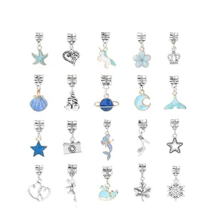 20-piece DIY ocean-themed enamel charms set with starfish, mermaid, and unicorn designs