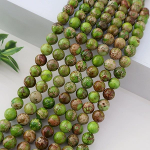Perles en pierre impériale naturelle vertes et brunes pour la création de bijoux DIY