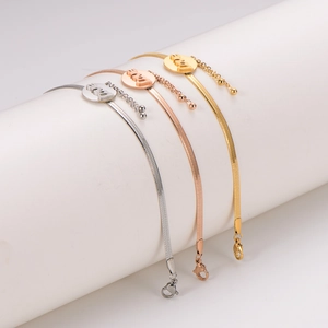 Stylish LOVE letter pendant bracelet in gold silver and rose gold metal finishes