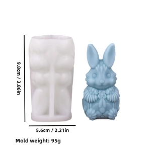 Detailed dimensions and weight of bunny rabbit silicone mold for DIY scented candles