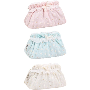 Set of three floral lace cloud cosmetic bags in pink blue and white for travel