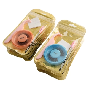 Close-up of self-adhesive false eyelashes set with #100A and #105A eyelash models