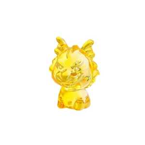 Translucent yellow zodiac dragon figurine made of high-quality resin on white background