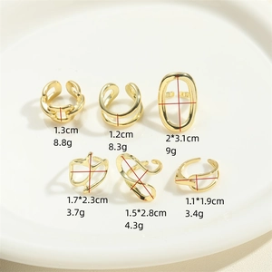Minimalist gold alloy ear cuff 6-piece set with geometric chains and hollow designs