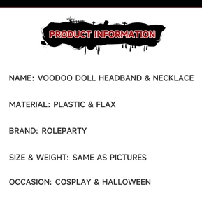 Specifications of Voodoo Doll headband and necklace set for Halloween and Cosplay costumes