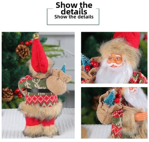 Detail of 9-inch Santa Claus ornament with knitted fabric and plush textures