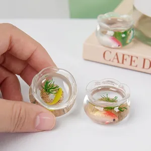 Ornement De Bureau Réservoir À Poissons Koi Miniature En Résine Modèle Transparent Décor De Maison De Poupée Porte Clés