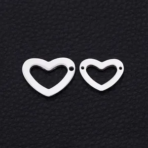 Hollow Heart Charms Stainless Steel Pendants For DIY Jewelry Making Necklace Bracelet Minimalist Polished Accessory