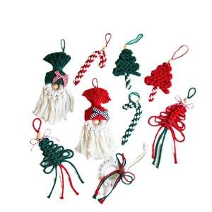 Handmade Macrame Christmas tree ornaments with Gnome and Candy Cane designs