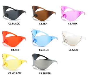 Multiple color options for Y2K oversized rimless sports sunglasses in a grid view