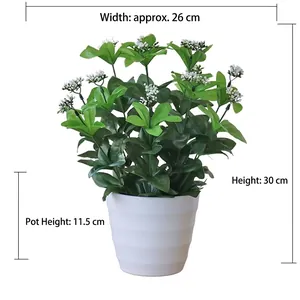 Artificial pothos plant in white ceramic pot, total height 30cm and width 26cm