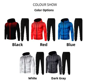 Men's hooded tracksuit set with zip hoodie and joggers in five gradient color options