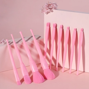 Set di 10 pennelli trucco rosa confetto inclusi strumenti per cipria e ombretto