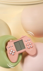 Pink mini handheld retro game console with functional buttons and macaron color design