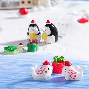 Miniature Christmas penguin and marine animal figurines for DIY micro landscape decor