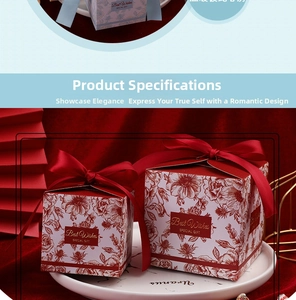 Close-up of elegant red floral gift boxes with luxury satin bows on velvet backdrop
