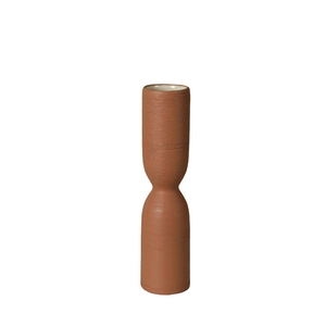 Nordic creative red-brown ceramic vase with brushed stripe texture in a modern style