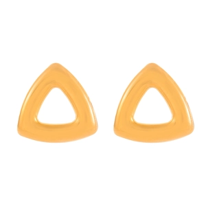 Polished gold triangle hollow stud earrings with minimalist geometric lines and smooth finish