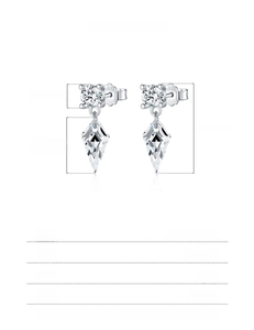 Detailed macro view showing dimensions of S925 sterling silver kite-shaped earrings