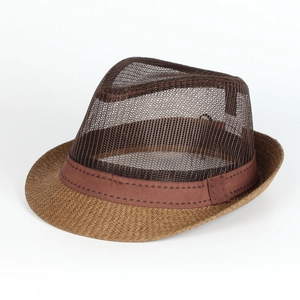 Summer Fedora Hat Mesh Breathable Straw Sun Protection Jazz Cap With Decorative Belt For Men Women Outdoor Beach Travel