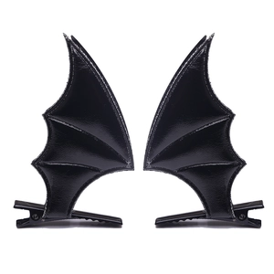 Gothic black bat wing hair clips for Halloween party costume accessories set of two