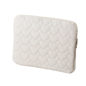 White heart quilted laptop sleeve for 13 inch MacBook and iPad Pro tablet protection