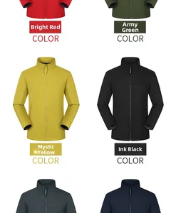 Waterproof softshell jacket available in red, army green, yellow, black, grey, and navy blue