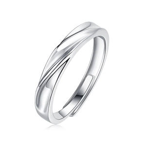 Adjustable 925 sterling silver couple ring with a minimalist spiral twisted metal design