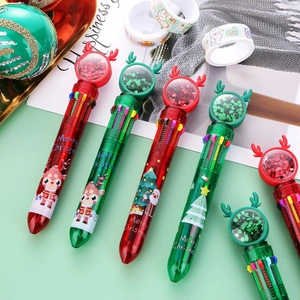 Christmas 10-color shuttle pen with cartoon reindeer sequins and festive tree patterns