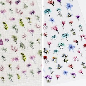 5D Nail Art Stickers Flower Leaves Pattern Ultra Thin Self Adhesive Waterproof Manicure Decals DIY Floral Botanical