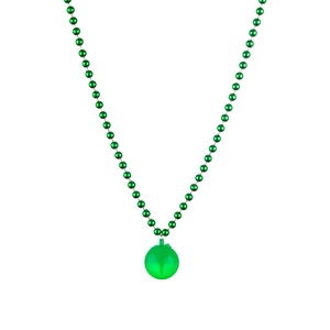 Close-up of green metallic beads and glowing disco ball pendant for party festive vibes