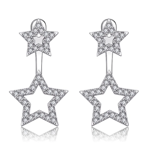 Sparkling S925 sterling silver star stud earrings with zirconia for women