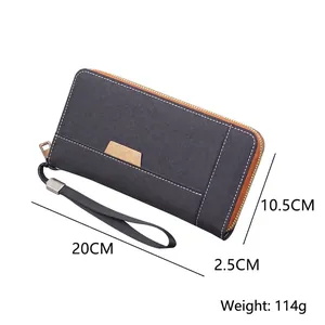 Pochette longue en toile pour homme avec dragonne et dimensions 20x10,5x2,5 cm