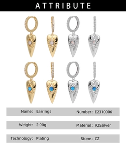 Detail specifications of 925 silver heart evil eye earrings with CZ stones information