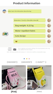 Detailed dimensions for the creative strawberry milk carton crossbody bag with waterproof fabric
