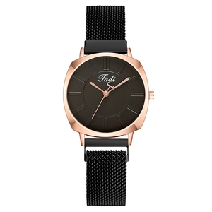 Women Quartz Watch Minimalist Analog Display Metal Mesh Milanese Strap Magnetic Buckle Fashion Elegant Wristwatch