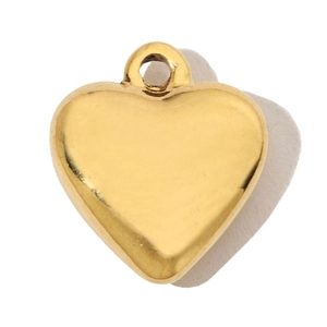 Polished gold heart pendant made of stainless steel with a smooth metallic finish