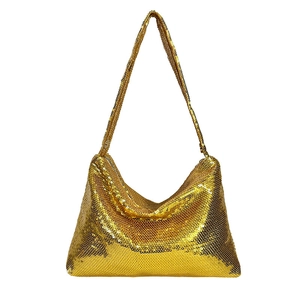 Sac à bandoulière minimaliste à paillettes dorées pour femmes, sac de soirée étincelant
