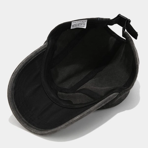 Vintage washed grey cotton baseball cap with adjustable strap and 100% cotton interior