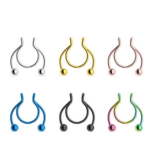 Faux anneaux de nez en forme de U en six couleurs métalliques avec billes