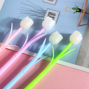 Creative tulip flower gel pens with light-sensitive color changing silicone buds for students
