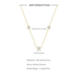 Gold plated 925 sterling silver necklace with five-petal flower and zircon pendant