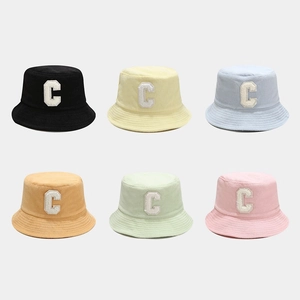 Terry Cloth Fischerhut Mit Buchstaben C Chenille Patch Faltbar Sonnenschutz Lässige Retro Anglerhut Unisex
