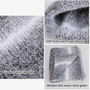 Set invernale da 3 pezzi in maglia da donna con cappello e scaldacollo in grigio sfumato