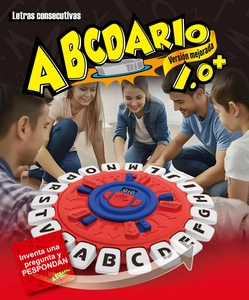 Macro view of electronic alphabet board game featuring red buzzers and LED display for families