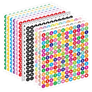 Set of 0.5-inch colorful waterproof alphabet and number dot stickers for DIY scrapbooking