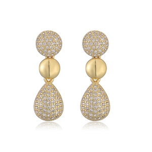 Orecchini a goccia in oro 18K placcato con zirconi e castone in pavé di lusso