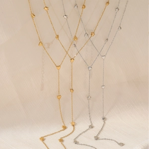 Y-Halskette aus Edelstahl mit Herz- und Sternanhängern in Gold- und Silberoptik