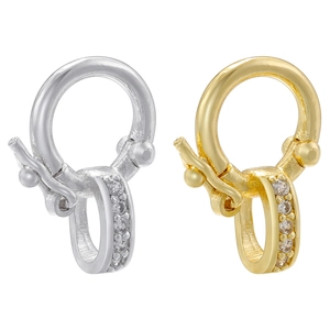 Round Open Connector Clasp 18K Gold Plated Brass Micro Pave Zircon DIY Bracelet Necklace Jewelry Making Finding