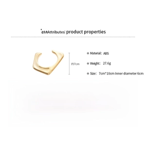 Detailed specs of geometric gold ABS bangle showing 27.6g weight and 6cm inner diameter